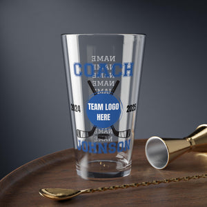 Custom Hockey Coach/Manager Beer Glass, Hockey Coach Gift, Personalized team logo and player names, end-of-season gift, custom coach gift