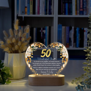 Custom 50th Anniversary Lamp Wooden Base, Golden Wedding Gifts, 50 Year Anniversary Gifts For Parents, 50th Wedding Anniversary Gifts