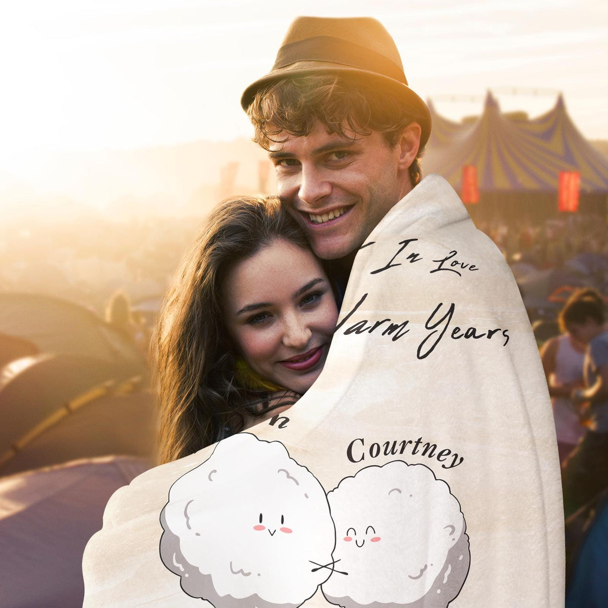 2 Years Anniversary Blanket, Custom Cotton Anniversary Gifts for Her Him Husband Wife, Couple Throw Blanket for Girlfriend Boyfriend