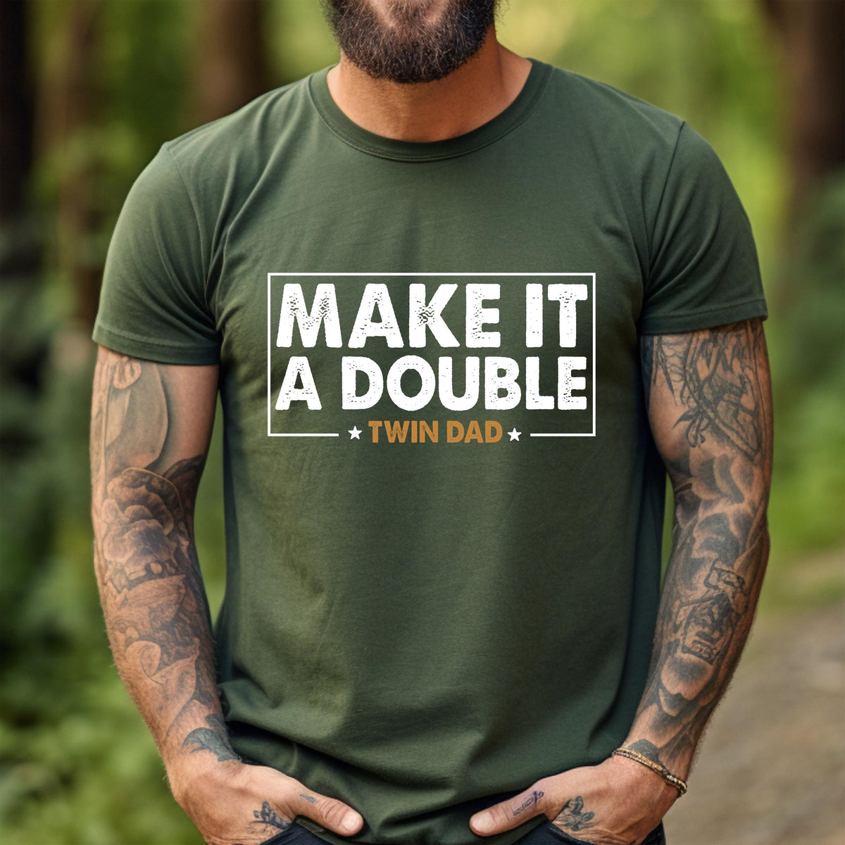 Twin Dad Fathers Day Shirt, Make It A Double T-Shirt, Father of Twins Sweatshirt, Twin Papa Gift, Gift For Husband, Funny New Dad Hoodie