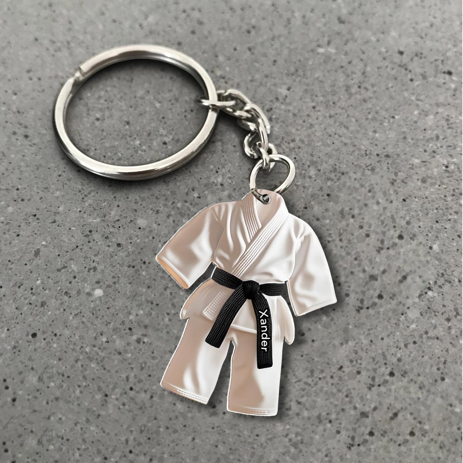 Personalized Karate 2D Flat Acrylic Keychain, Karate Keychain, Karate Black Belt Ornament, Taekwondo Ornament, Gift for Karate Enthusiasts