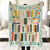 Vintage Library Blanket, Boho Wildflowers Bookish Quilt, Cottagecore Flower Book Gift, Retro Book Lover Gift For Reader Librarian Teacher