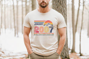 18th Birthday Retro Shirt, 2007 Birthday Sweatshirt Gift, 2007 Bday Year Number Hoodie for Women / Men, Birthday Tee For Daughter Or Son