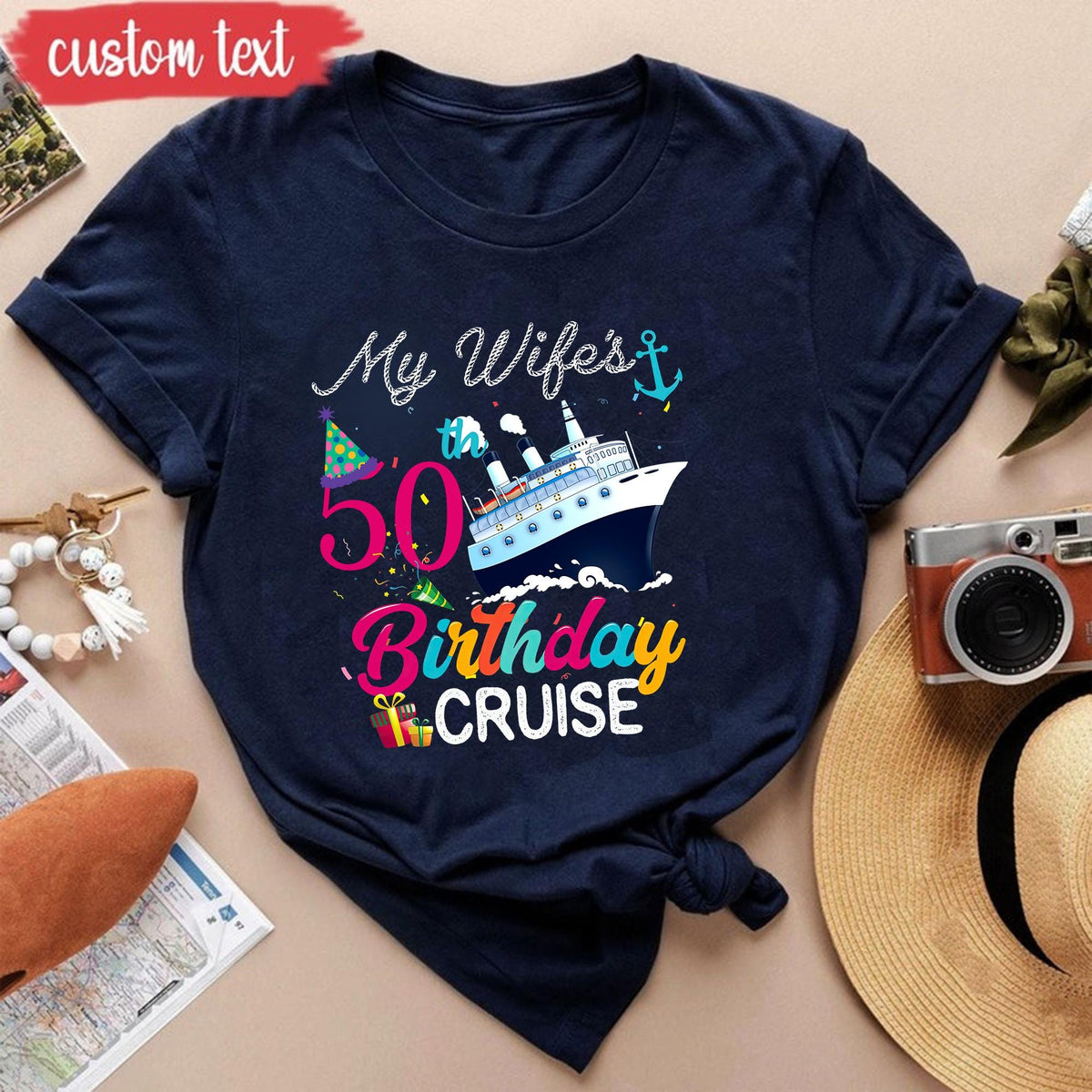 Personalized Name Birthday Cruise Shirt, Custom 50th 60th Birthday Gift, Birthday Cruise Crew, Birthday Gift, Bday Party Matching Shirts