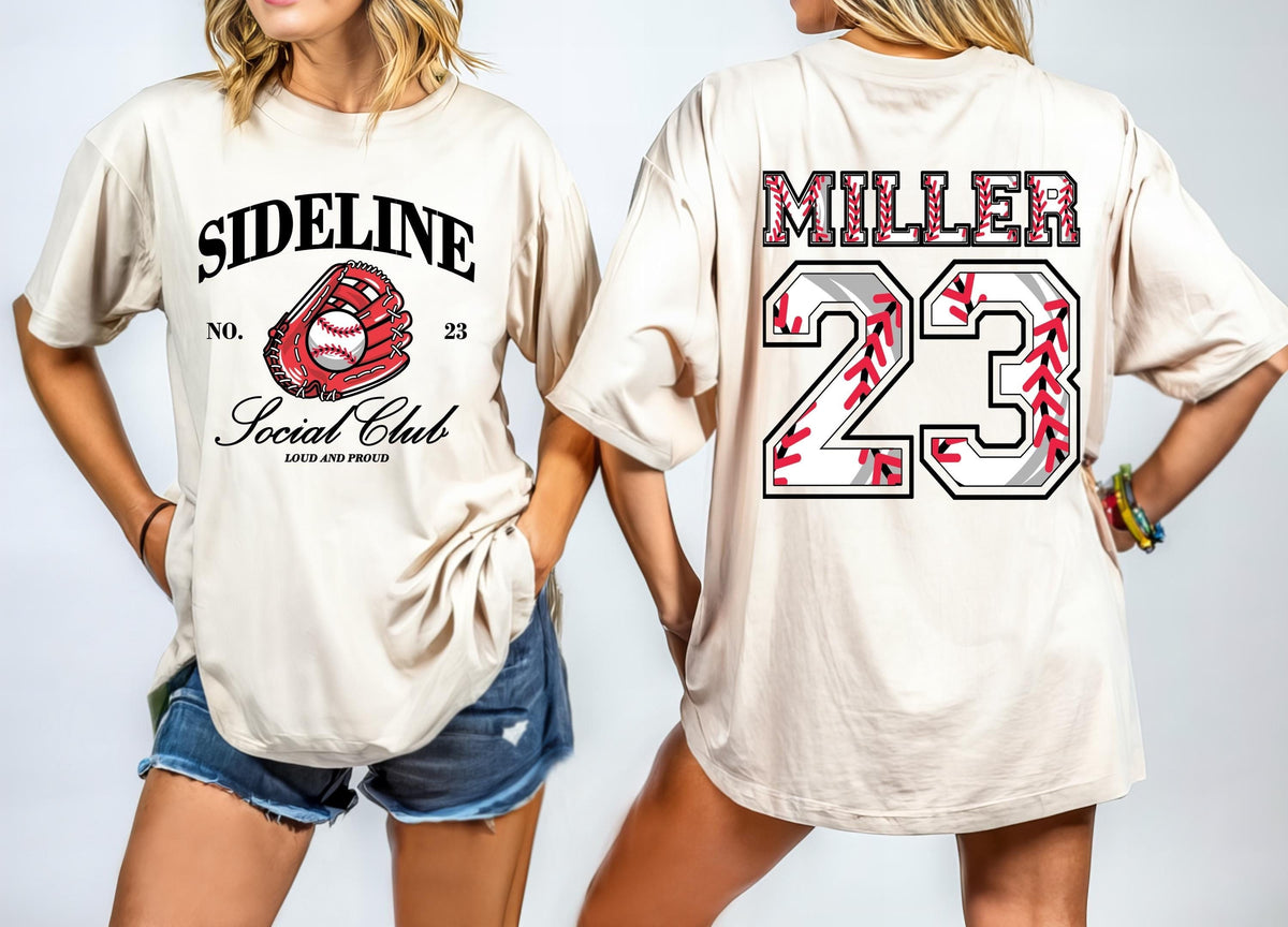 Two-Sided Baseball T-shirt With Custom Number And Name, Personalized Baseball Gift, Baseball MomShirt, Custom Sports Shirt