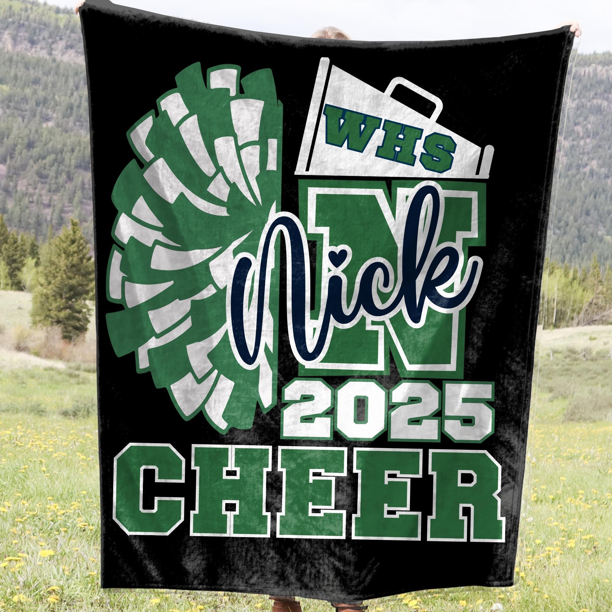 Custom Cheerleader Blanket, Personalized Cheerleading Gift For Competitive Cheer, Senior Gift, Personalized Cheerleader Name on Team Blanket
