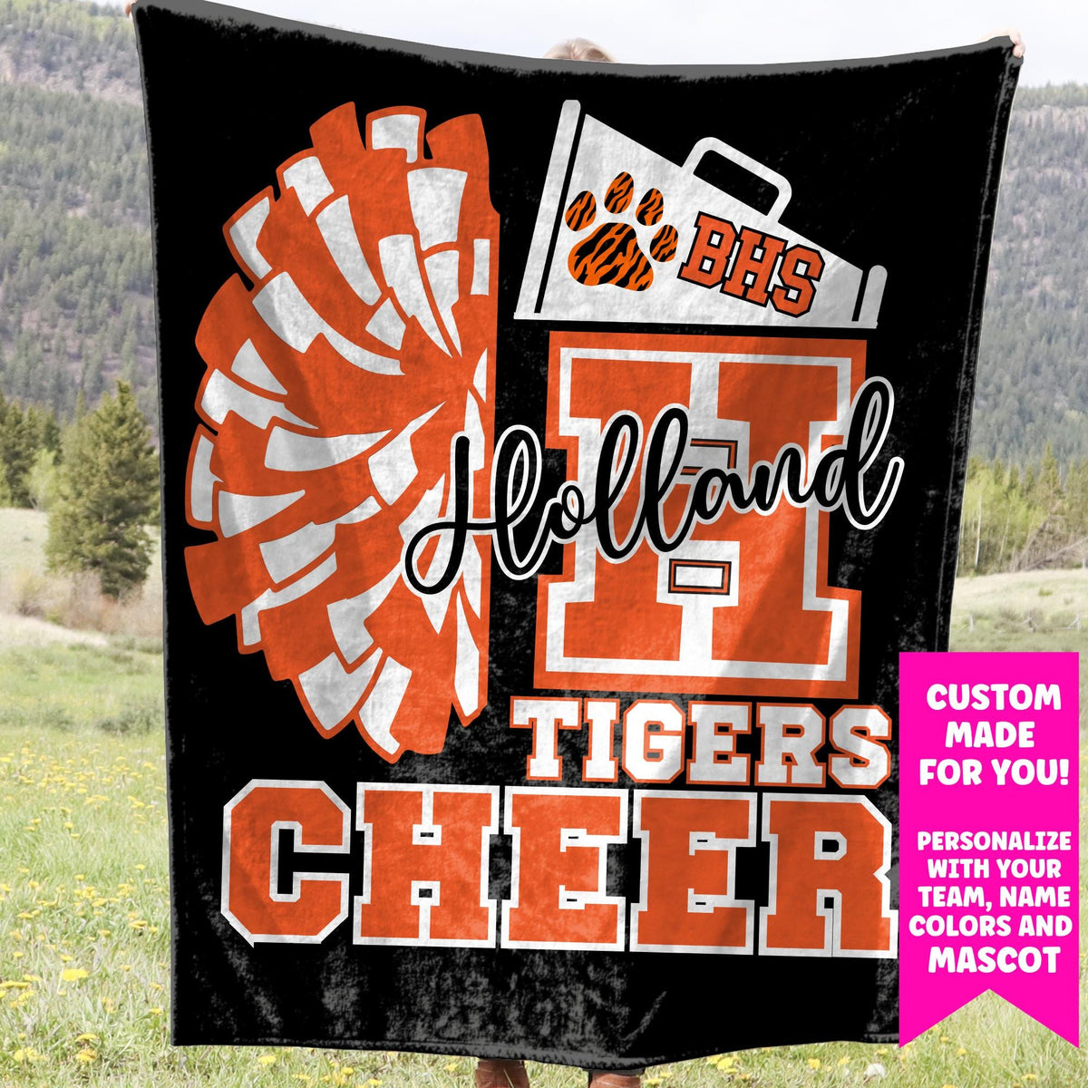 Custom Cheerleader Blanket, Personalized Cheerleading Gift For Competitive Cheer, Senior Gift, Personalized Cheerleader Name on Team Blanket