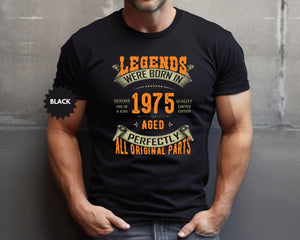 Custom Vintage Legends Were Born in 1975 Shirt For Men, 50th Birthday Gifts, 50 Birthday Shirt, 50th Gifts Ideas For Him, Birthday Party Tee
