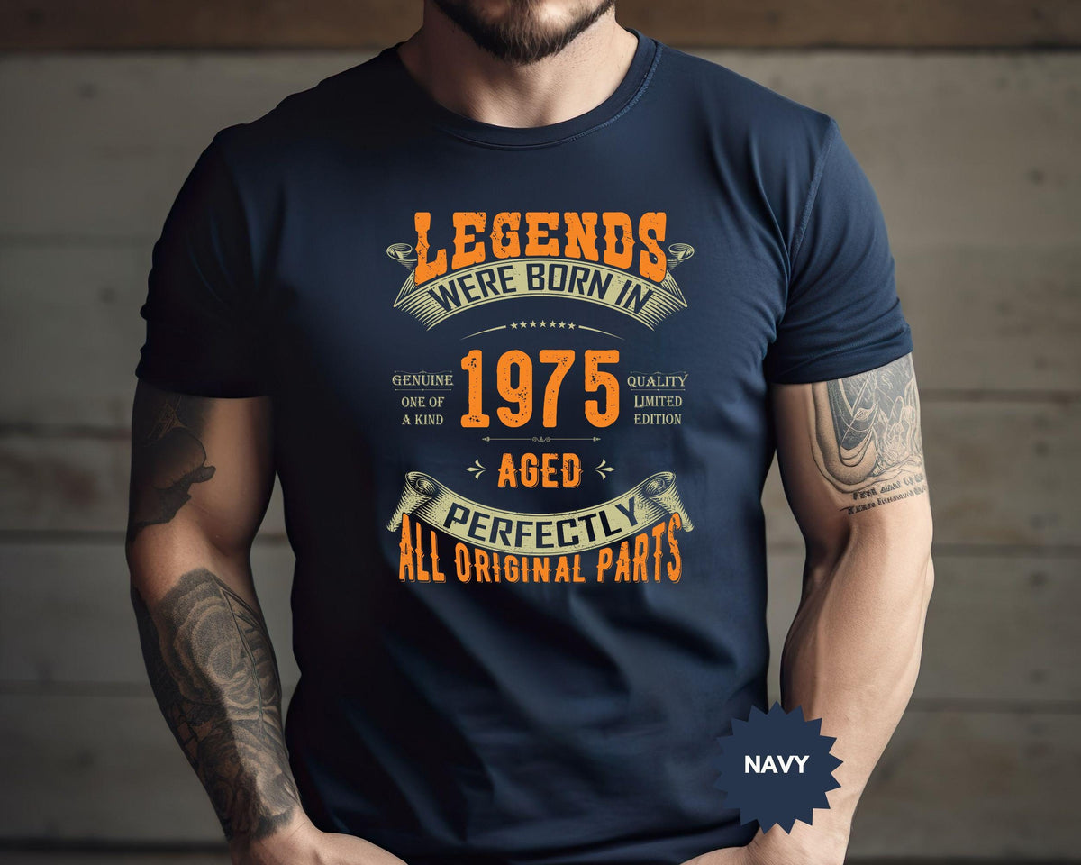Custom Vintage Legends Were Born in 1975 Shirt For Men, 50th Birthday Gifts, 50 Birthday Shirt, 50th Gifts Ideas For Him, Birthday Party Tee