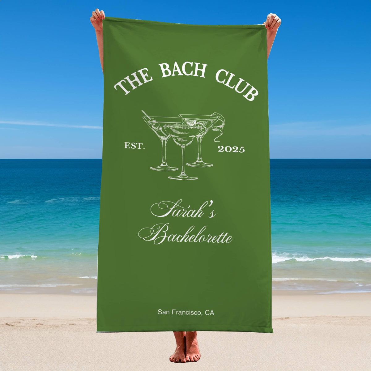 Personalized Bachelorette Beach Towel, Custom Location And Name Bachelorette Party Pool Towel, Bachelorette Trip Gift, Bride, Bridal Shower