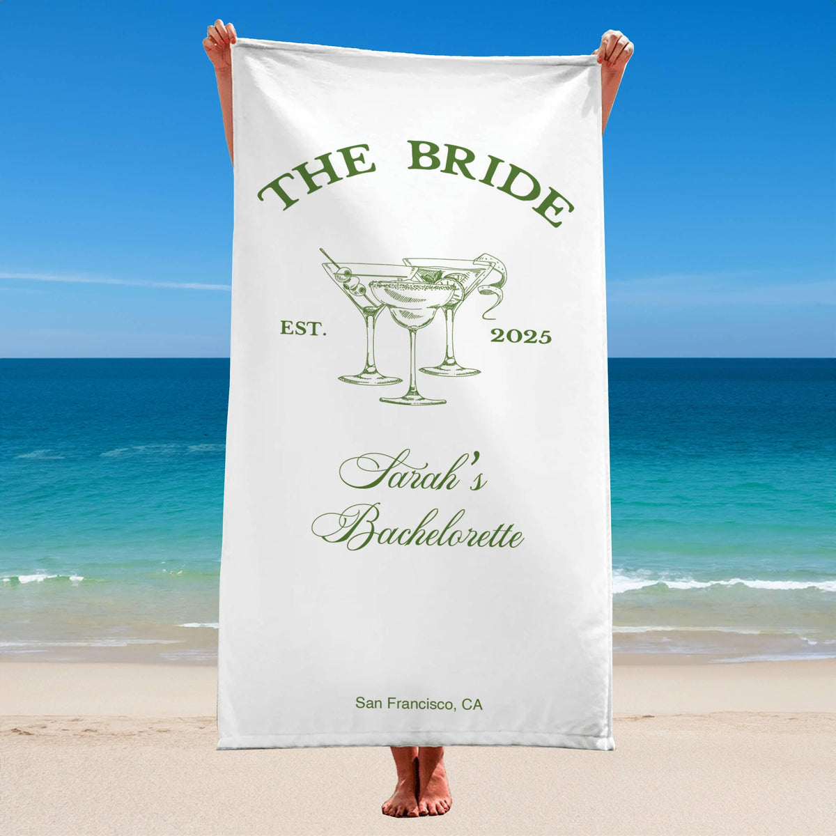 Personalized Bachelorette Beach Towel, Custom Location And Name Bachelorette Party Pool Towel, Bachelorette Trip Gift, Bride, Bridal Shower