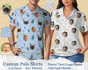 Custom Face Polo Shirt for Golfer Face on shirt gifts for husband Personalized Short Sleeve Golf Shirt Custom Polo for Golfer, Valentine Day