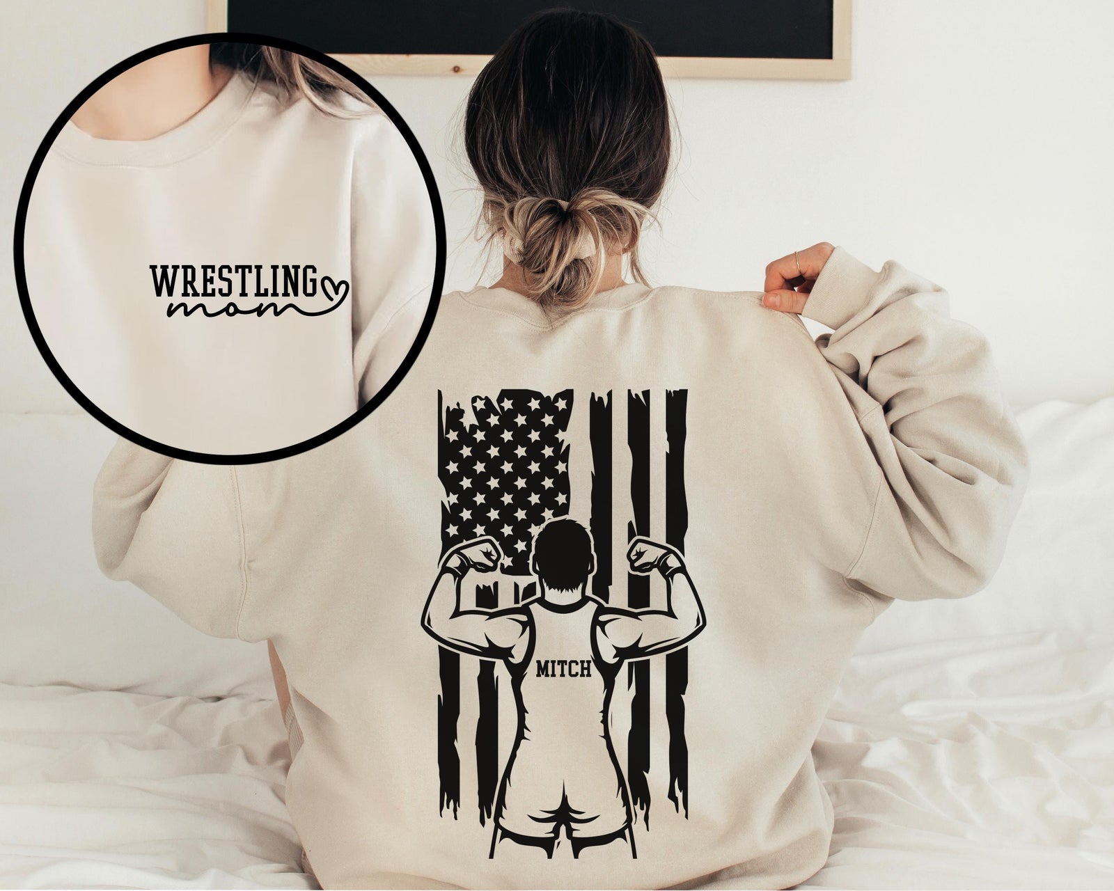 Custom Wrestling Shirt, Wrestling Mom Shirt, Personalized Wrestling Hoodie, USA Flag Wrestling Sweatshirt, Senior Wrestling Dad Shirts