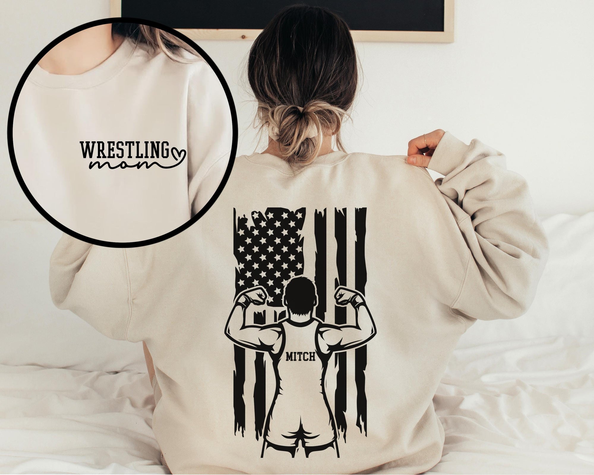 Custom Wrestling Shirt, Wrestling Mom Shirt, Personalized Wrestling Hoodie, USA Flag Wrestling Sweatshirt, Senior Wrestling Dad Shirts