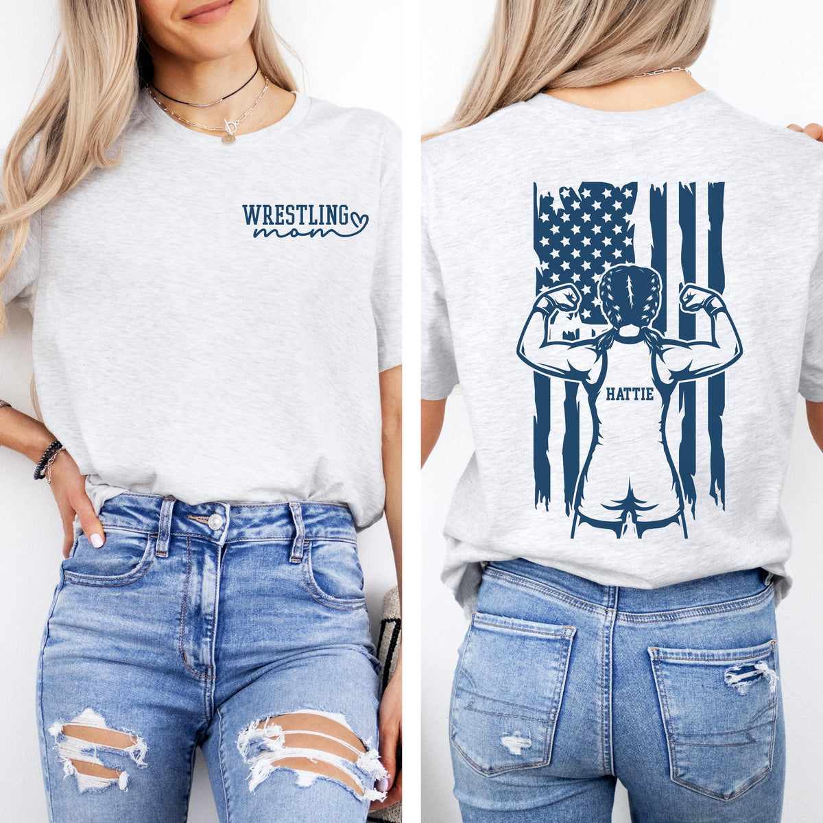 Custom Wrestling Shirt, Wrestling Mom Shirt, Personalized Wrestling Hoodie, USA Flag Wrestling Sweatshirt, Senior Wrestling Dad Shirts