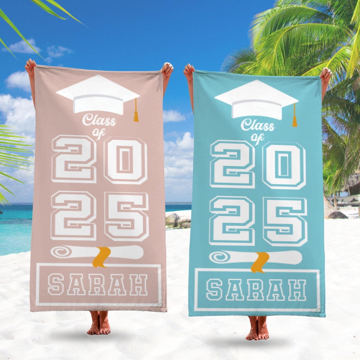 Class Of 2025 Beach Towel Gifts, Grad Custom Beach Towel, Pool Party Towel, Personalized GraduationGifts, Graduation Trip, Senior Vacation