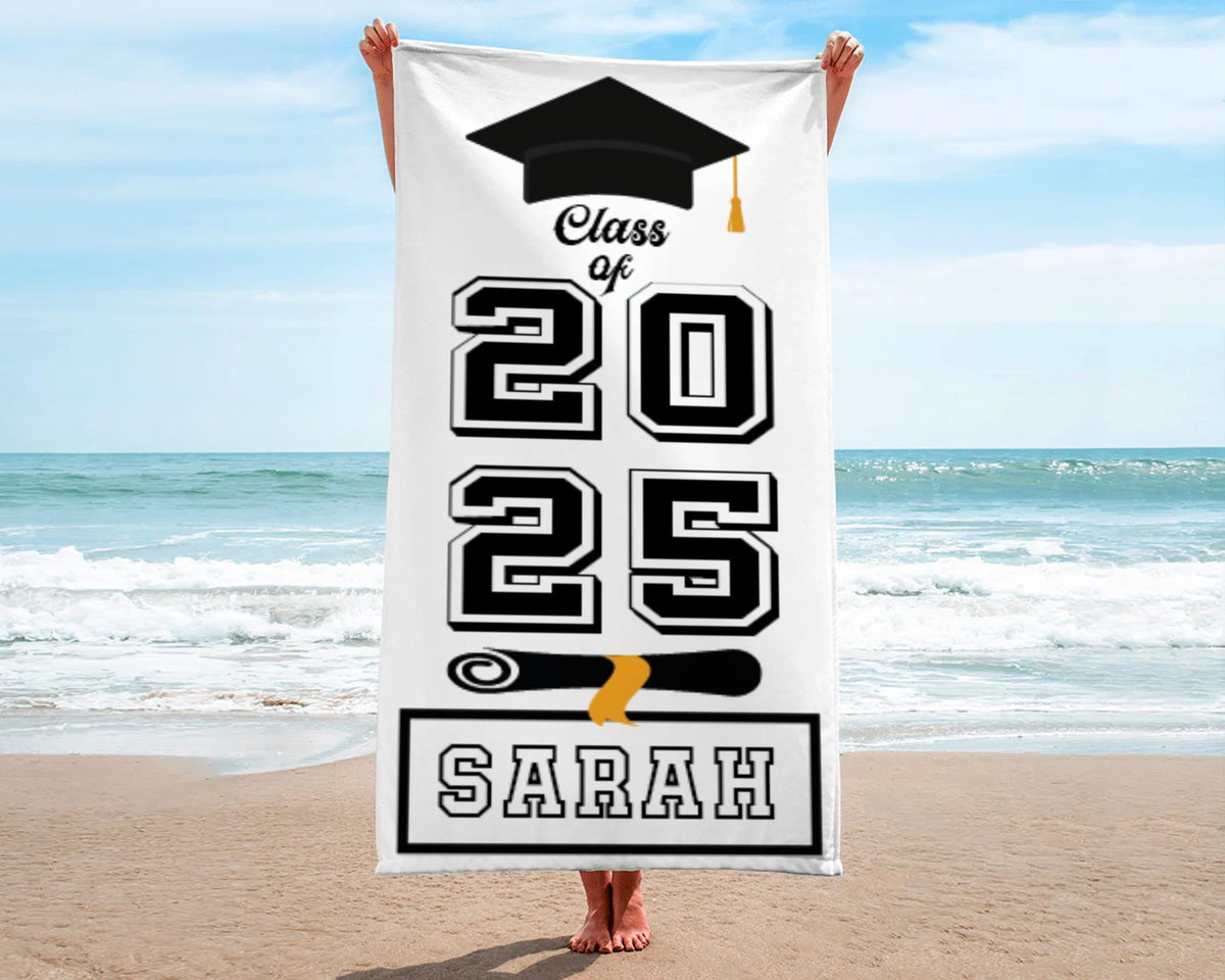Class Of 2025 Beach Towel Gifts, Grad Custom Beach Towel, Pool Party Towel, Personalized GraduationGifts, Graduation Trip, Senior Vacation