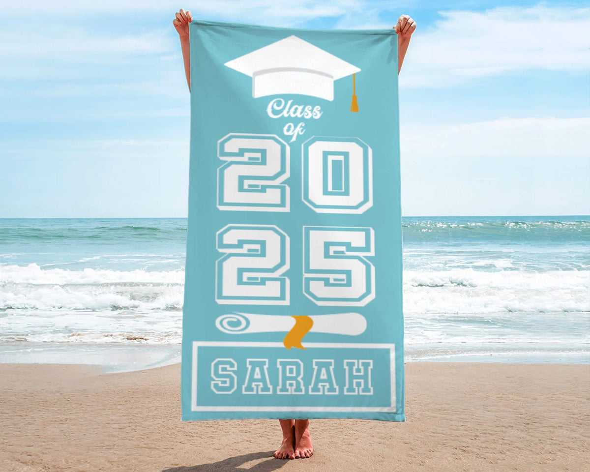 Class Of 2025 Beach Towel Gifts, Grad Custom Beach Towel, Pool Party Towel, Personalized GraduationGifts, Graduation Trip, Senior Vacation