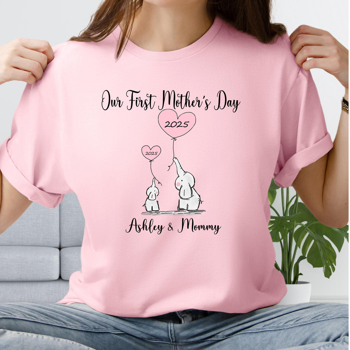 Personalized Our First Mothers Day Matching Shirt, Mommy And Me Baby Suit, Custom First Mothers Day T Shirt, Elephant Mommy And Me Onsie