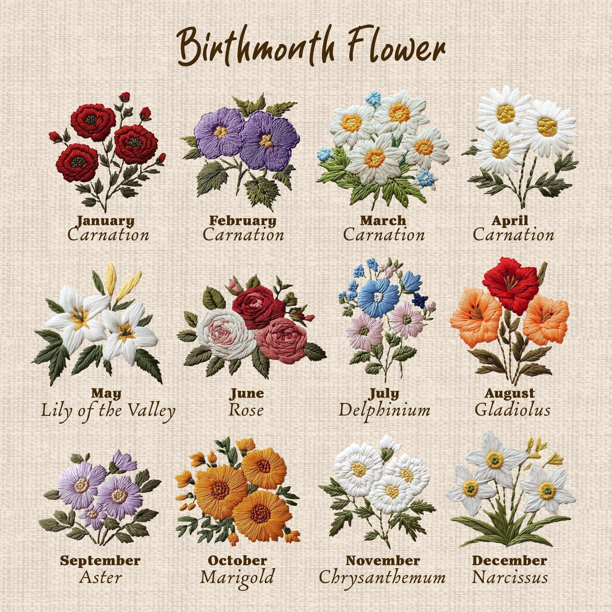 Personalized Hand-Embroidery Birth Month Flower Sweatshirt, Personalize Mom Gift, Mothers Day Gift, Custom Flowers Mom Shirt,Floral Mom Gift