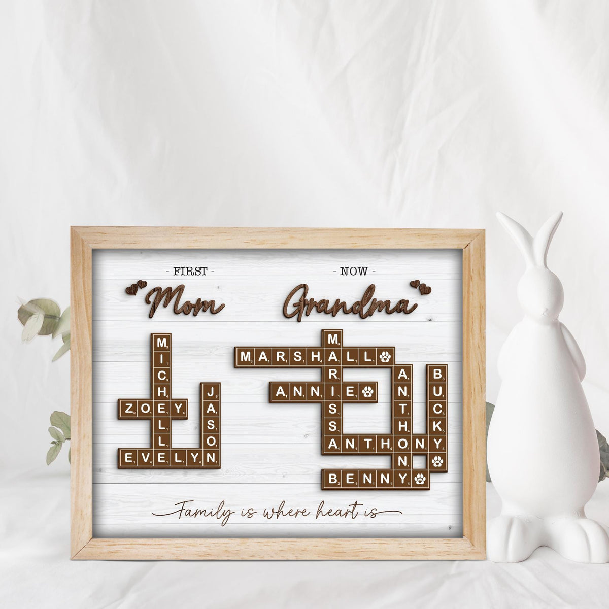 First Mom Now Grandma Scrabble Puzzle Personalized, Grandma Crossword Frame, Scrabble Tiles, Grandkids Name Keepsake, Mother's Day Gift