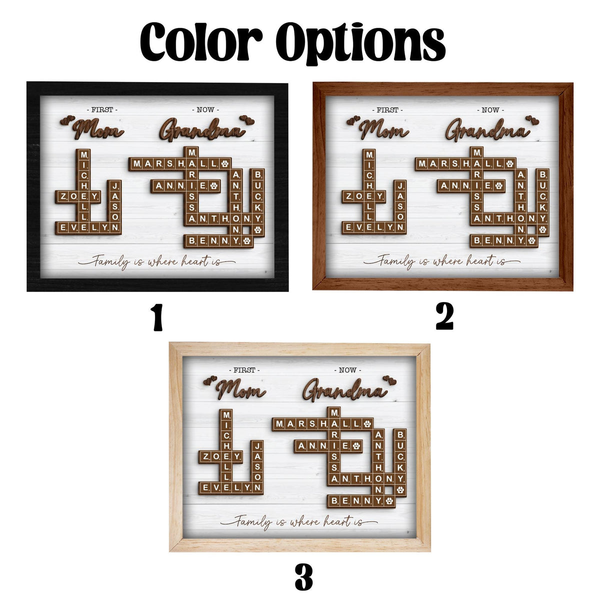 First Mom Now Grandma Scrabble Puzzle Personalized, Grandma Crossword Frame, Scrabble Tiles, Grandkids Name Keepsake, Mother's Day Gift