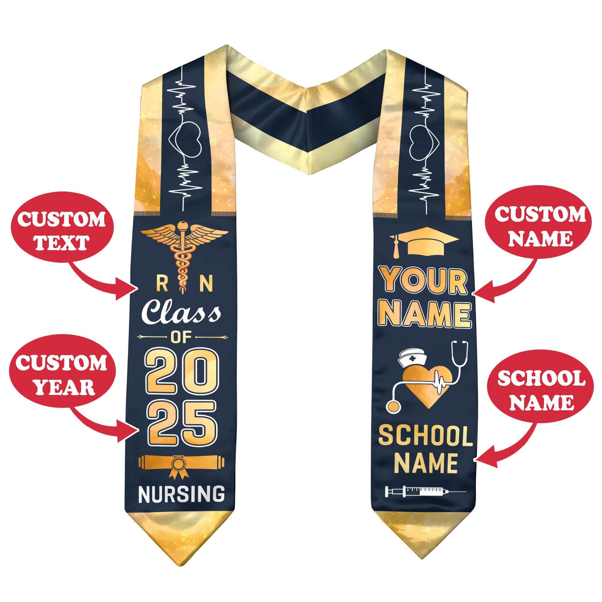 Customized Nursing Stole, RN Stole Nursing Stole Graduation 2024, Nursing Graduation Stole, Nursing Graduation, Nursing Stole Graduate 2025