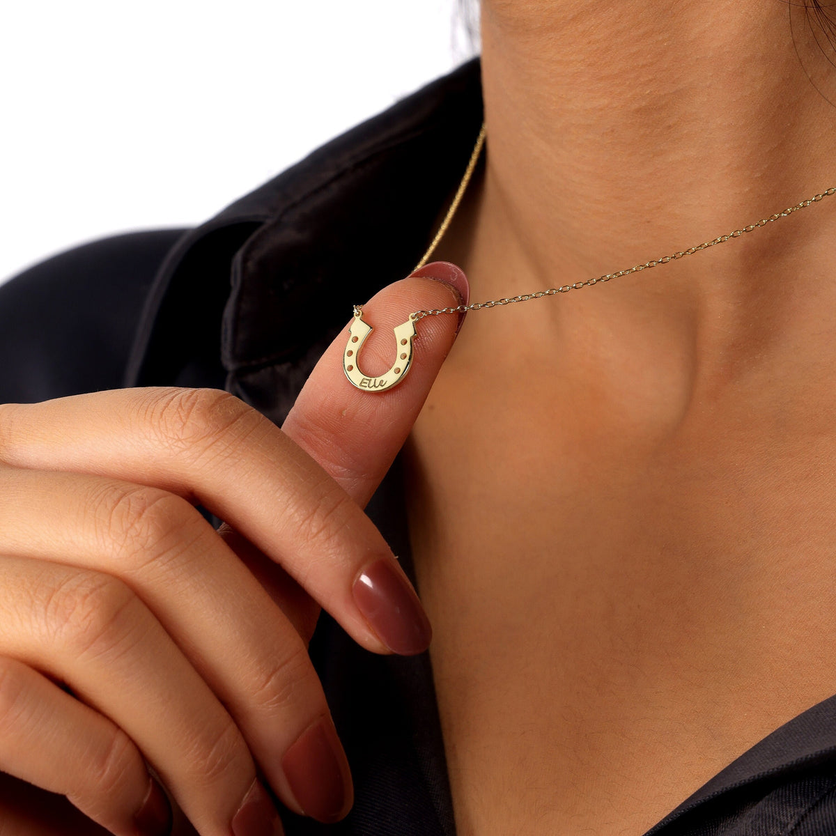 Personalized Horseshoe Necklace,Dainty Horseshoe Name Necklace,Horseshoe Necklace,Lucky Horseshoe Necklace,Christmas Gift