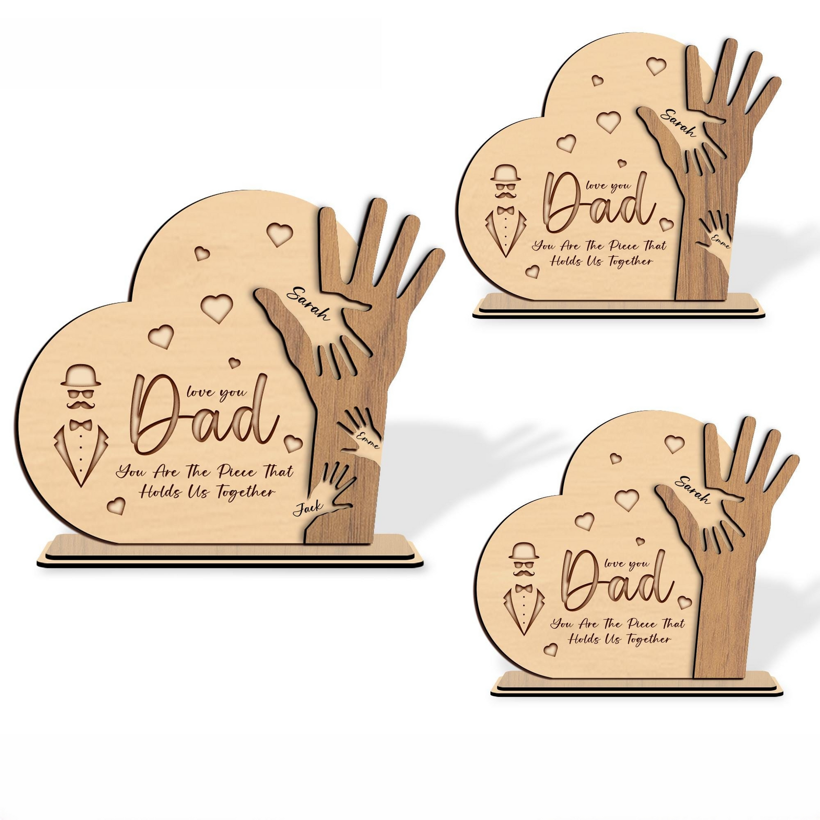 Personalized Fathers Hand Sign Frame, Family hands sign, Gift for Dad, Fathers Day Gifts