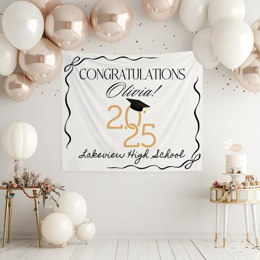 Class of 2025 Backdrop, Graduation Party Banner, Custom Graduation Party Decorations, High School Graduation Sign, College Graduation Gift