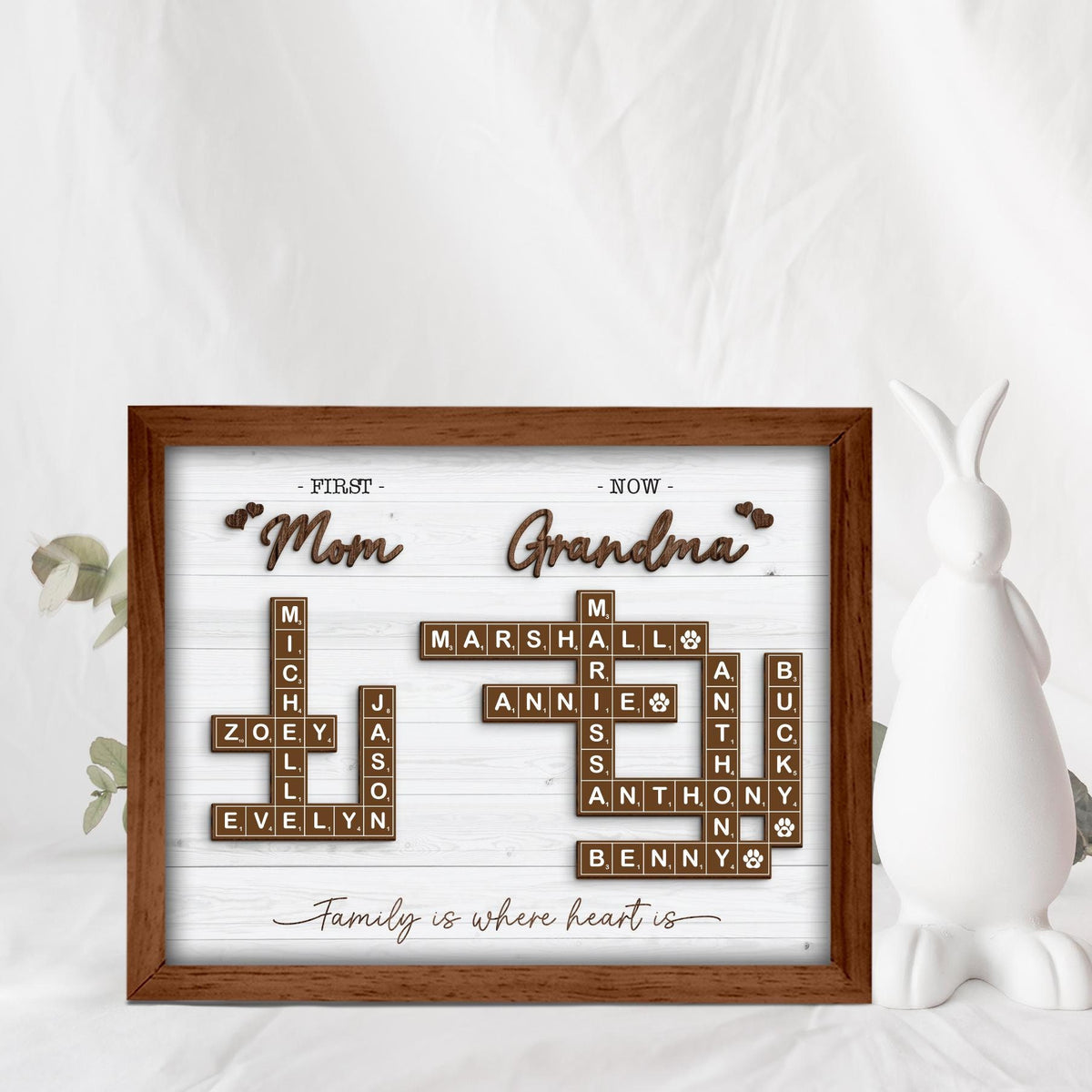 First Mom Now Grandma Scrabble Puzzle Personalized, Grandma Crossword Frame, Scrabble Tiles, Grandkids Name Keepsake, Mother's Day Gift