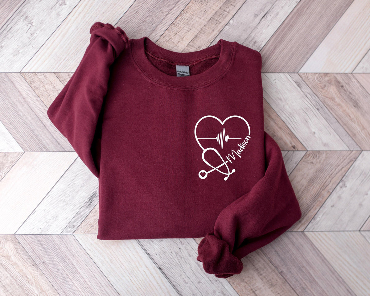 Custom Nurse Sweatshirt, Personalized Sweater, Nurse Pocket Sweatshirt, Nurse Life Hoodie, Nurse Sweatshirt, Custom Nurse Gift