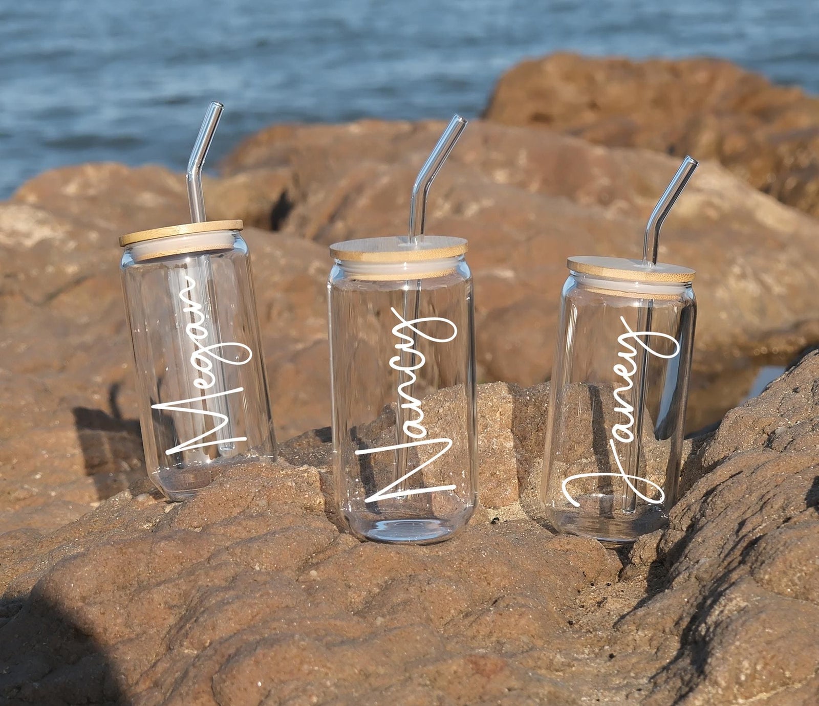 Personalized Glass Cup with Lid and Straw, Custom Iced Coffee Cup, Beer Tumbler, Bridesmaids Gifts, Bridesmaid Proposal, Bridesmaid Tumbler
