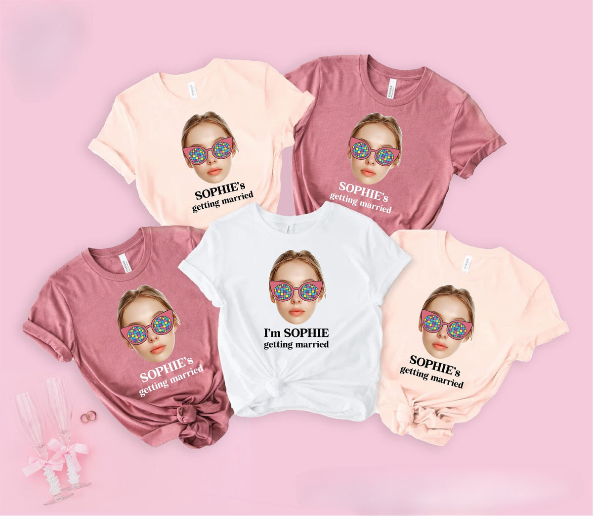 Custom Bride Photo Shirts, Custom Photo Bridal Party Shirts, Bride Picture Tees, Custom Bachelorette Shirts, Bachelorette Party Face Tees