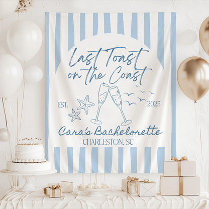 Last Toast on the Coast Banner, Charleston Bachelorette Sign, Coastal Bachelorette Backdrop, Beach Bachelorette Decorations