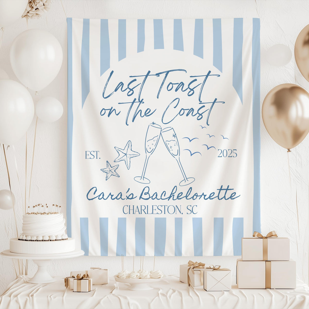 Last Toast on the Coast Banner, Charleston Bachelorette Sign, Coastal Bachelorette Backdrop, Beach Bachelorette Decorations