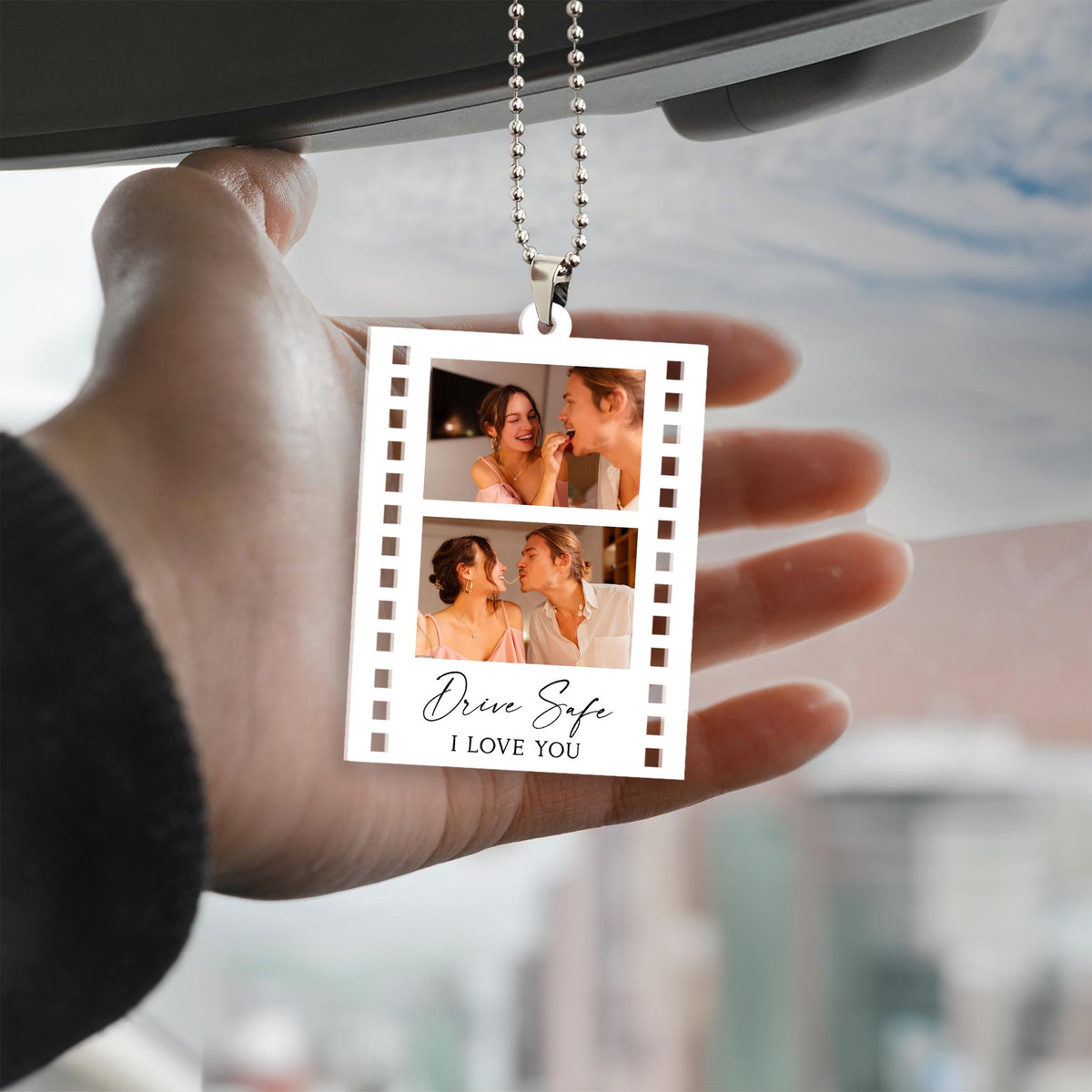 Personalized Photo Car Ornament, Boyfriend Christmas Gifts, Drive Safe Gift, First Car Gift, Valentines Day Gift for Boyfriend, Gift for Him