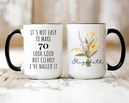 70th Birthday Gift for Women, 70th Birthday Mug, Personalized Birthday Gifts Funny 70th Mug 1955, Custom Gift For 70 Year Old Women