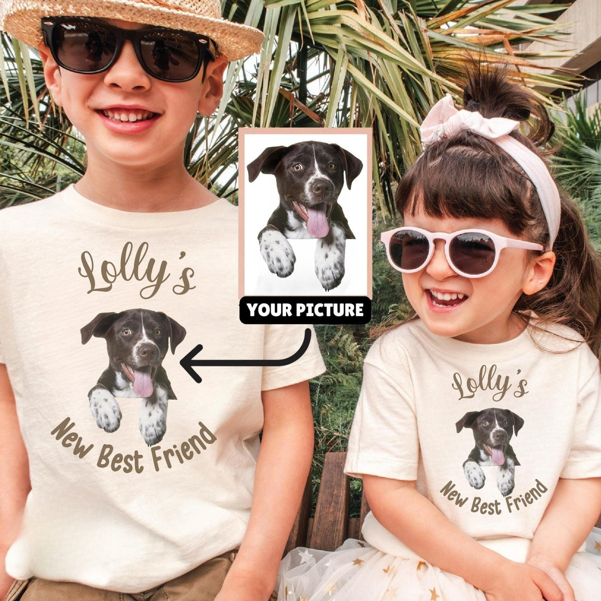 Custom Dog Photo Onesie, New Best Friend Onesie, Custom Dog Photo and Name Shirt, Personalized Dog Onesie, Dog Face Kids Shirt, Dog Lover