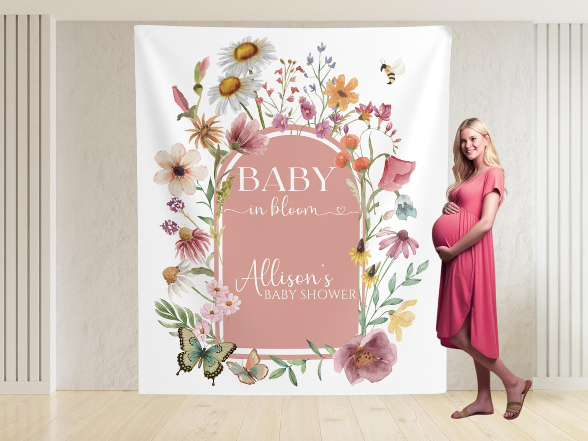 Arch Baby in Bloom Baby Shower Backdrop, Floral Baby Shower Photo Backdrop, Wildflower Shower Banner, Baby in Bloom Decor, Baby in Bloom