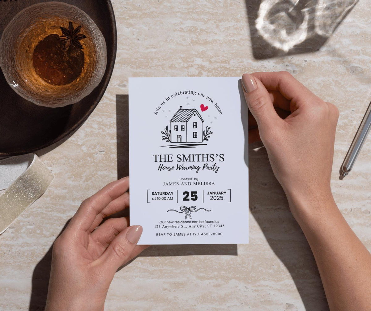 House Warming Invitation, Housewarming Party Invite, Minimalist New House Blessing Party Card, Editable Modern Home Evite