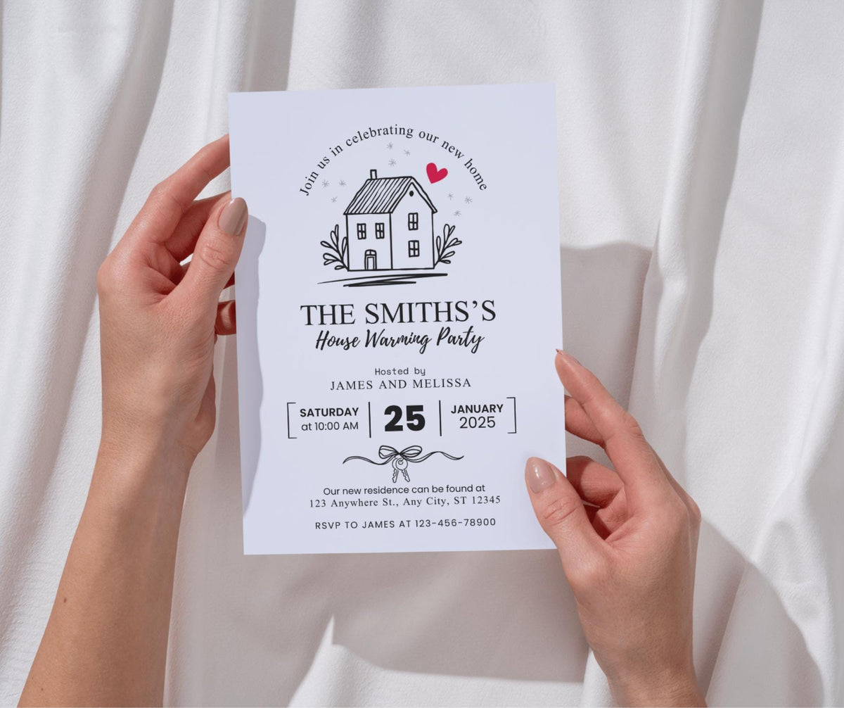 House Warming Invitation, Housewarming Party Invite, Minimalist New House Blessing Party Card, Editable Modern Home Evite