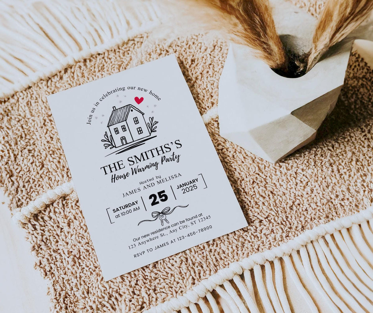 House Warming Invitation, Housewarming Party Invite, Minimalist New House Blessing Party Card, Editable Modern Home Evite