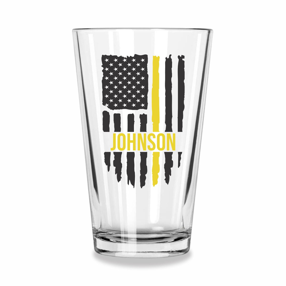 Thin Yellow Line, Custom Dispatch Glass, Thin Gold Line, 911 Call Center Gift, Dispatch Flag, Retirement Gift for Heroes, Emergency Dispatch