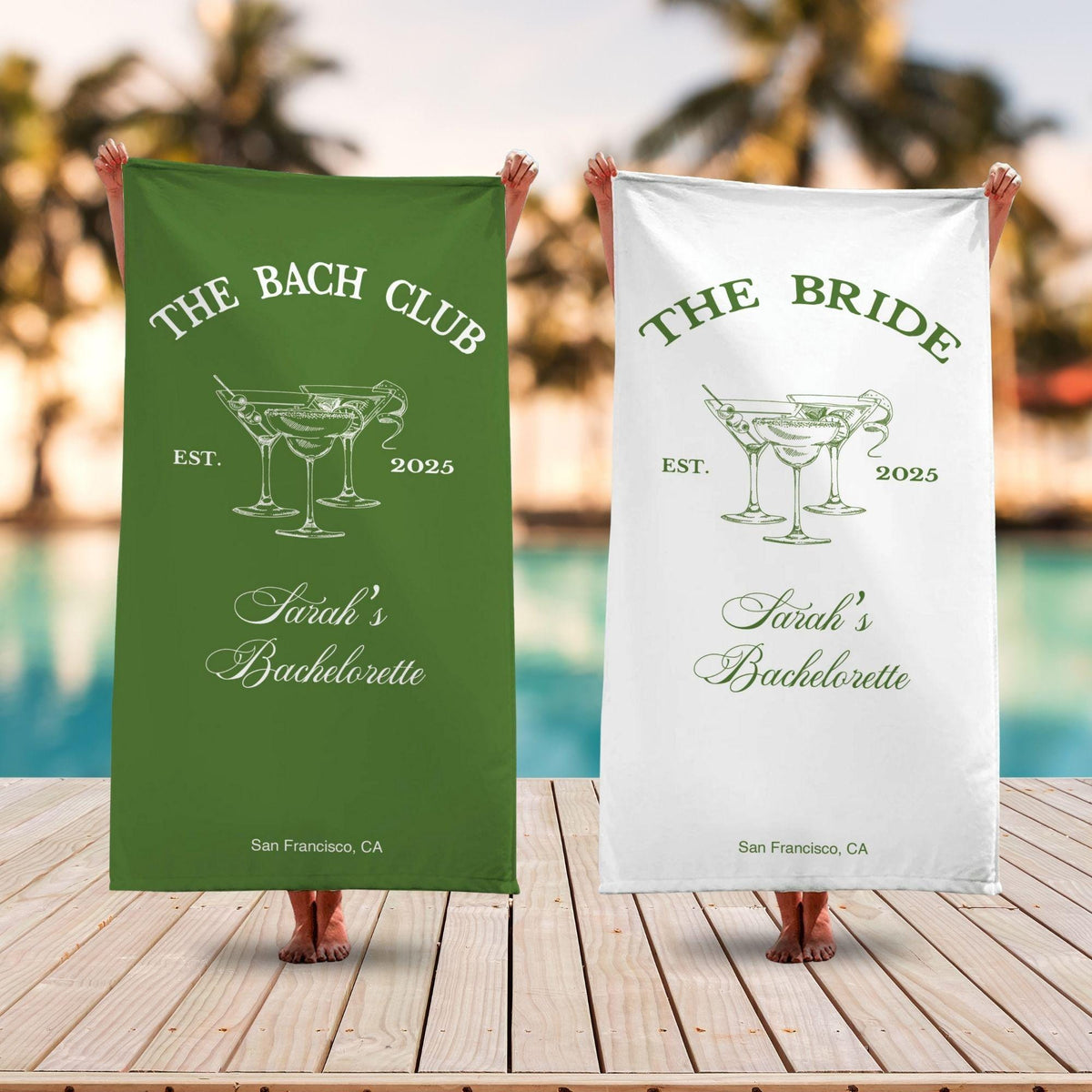 Personalized Bachelorette Beach Towel, Custom Location And Name Bachelorette Party Pool Towel, Bachelorette Trip Gift, Bride, Bridal Shower