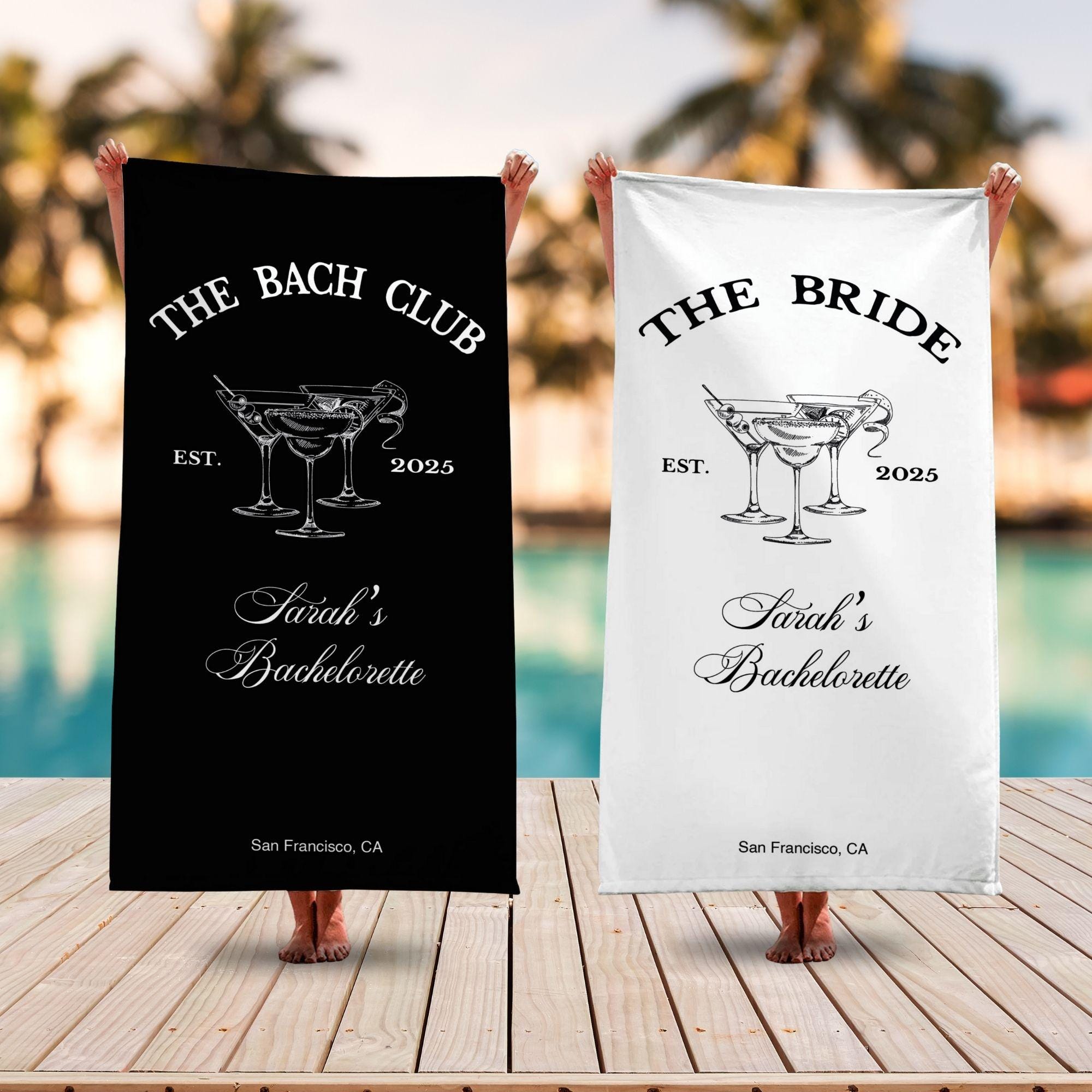 Personalized Bachelorette Beach Towel, Custom Location And Name Bachelorette Party Pool Towel, Bachelorette Trip Gift, Bride, Bridal Shower
