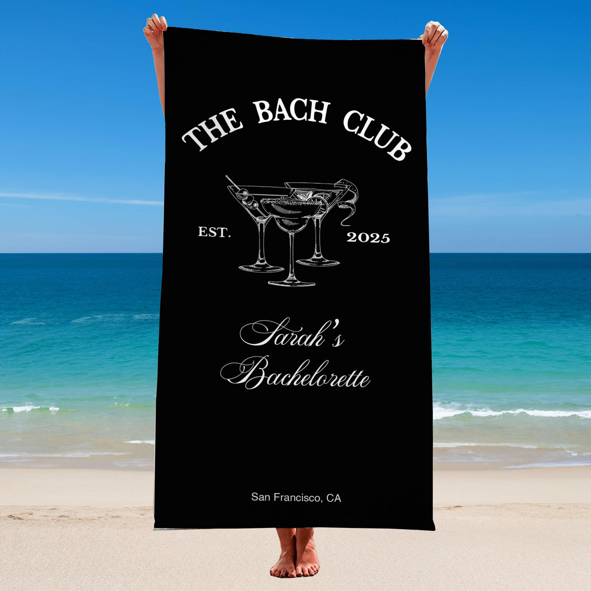Personalized Bachelorette Beach Towel, Custom Location And Name Bachelorette Party Pool Towel, Bachelorette Trip Gift, Bride, Bridal Shower