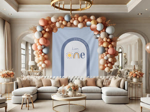 First Trip Around the Sun Birthday Banner, One Little Sunshine Personalized Backdrop, Custom Boho Rainbow Party Backdrop, 1st Birthday