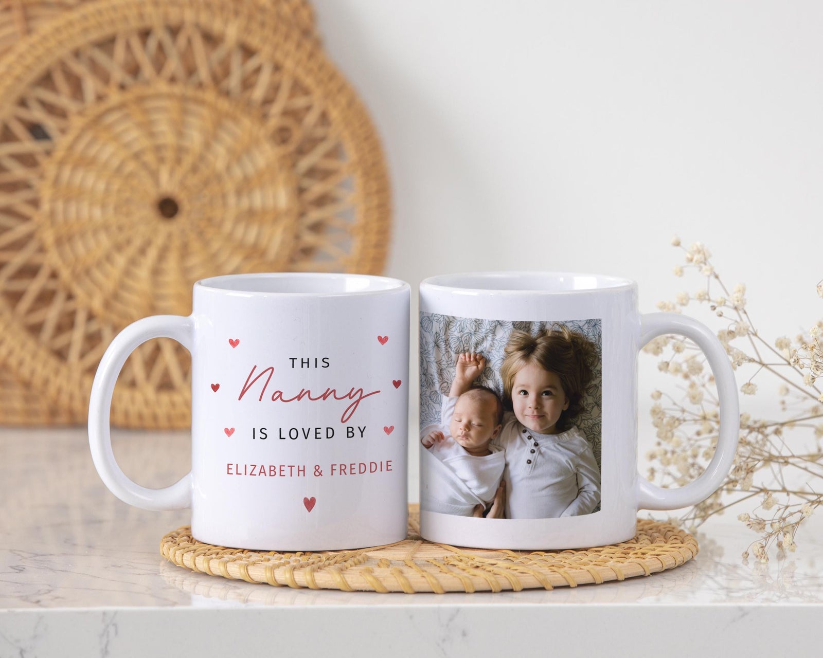 Personalised Nanny Mug, Nannie Nanna Gifts, Custom Photo Mug, Gift from Grandchildren, This Nanny Is Loved By, Granny Grandma Mug