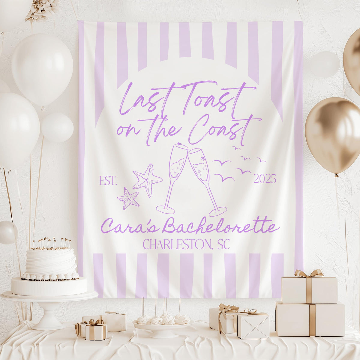 Last Toast on the Coast Banner, Charleston Bachelorette Sign, Coastal Bachelorette Backdrop, Beach Bachelorette Decorations